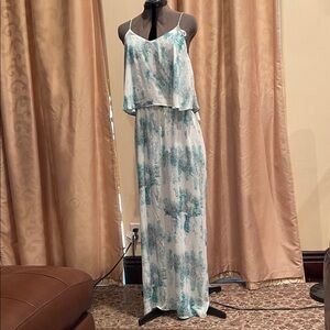 Mossimo Supply Co. Teal and White Layered Maxi Dress (M)